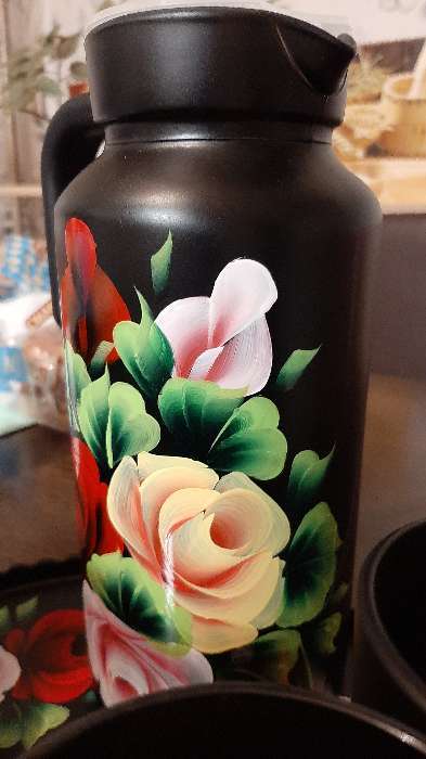 Фотография покупателя товара Набор для сока с подносом "Жостово" художественная роспись, 6 стаканов 1250/200 мл
