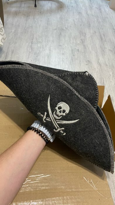 Фотография покупателя товара Шапка для бани и сауны «Пиратская шляпа», полиэстер, шерсть, чёрная, «Добропаровъ» - Фото 1