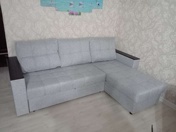 Фотография покупателя товара Угловой диван "Атлант" ЛДСП, рогожка бежевый - Фото 2