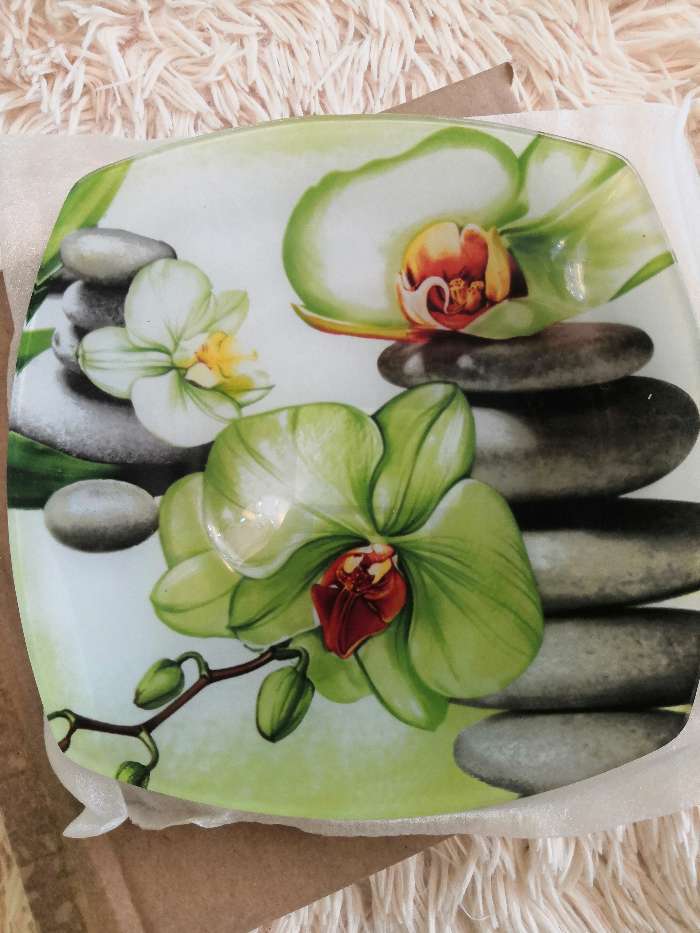 Фотография покупателя товара Тарелка десертная Доляна «Зелёная орхидея», d=20 см - Фото 1