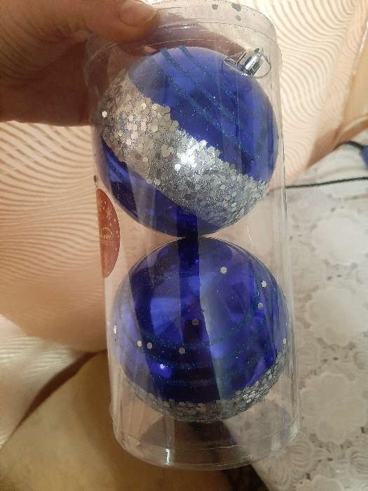 Фотография покупателя товара Набор шаров пластик d-10 см, 2 шт "Серебристая иллюзия" синий