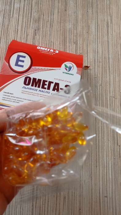Фотография покупателя товара Омега-3 льняное масло с витамином Е Vitamuno для взрослых, 100 капсул по 350 мг - Фото 1