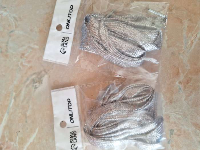 Фотография покупателя товара Шнурки для обуви, пара, плоские, 10 мм, 110 см, золотистые - Фото 3