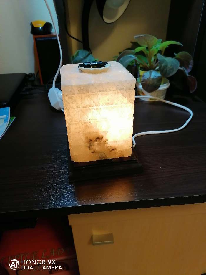 Фотография покупателя товара Соляная лампа "Зебра арома", цельный кристалл, 16 см, 2-3 кг