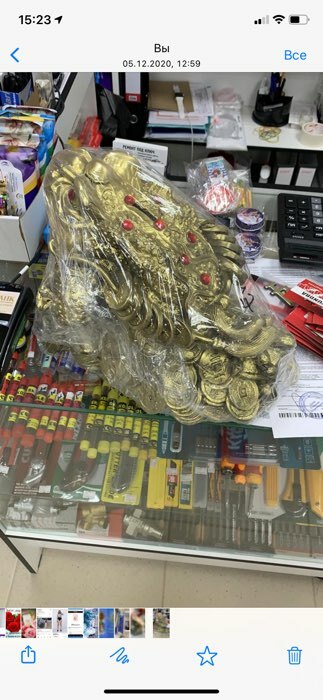 Фотография покупателя товара Копилка "Жаба на монетах", глянец, золотистый цвет, 24 см