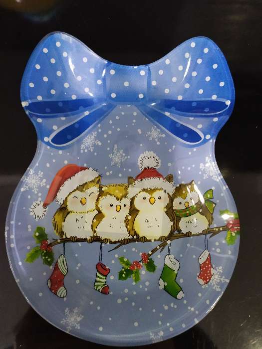 Фотография покупателя товара Блюдо стеклянное сервировочное Доляна «Бант. Счастливые снеговики», 18,5×13 см - Фото 30
