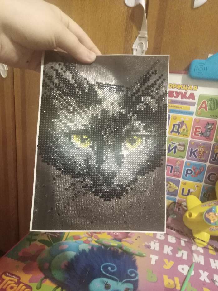 Фотография покупателя товара Алмазная мозаика с частичным заполнением на холсте «Чёрный кот», 15 х 21 см - Фото 7