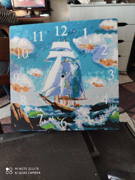 Фотография покупателя товара Картина по номерам - часы «Корабль», 30х30 см - Фото 3