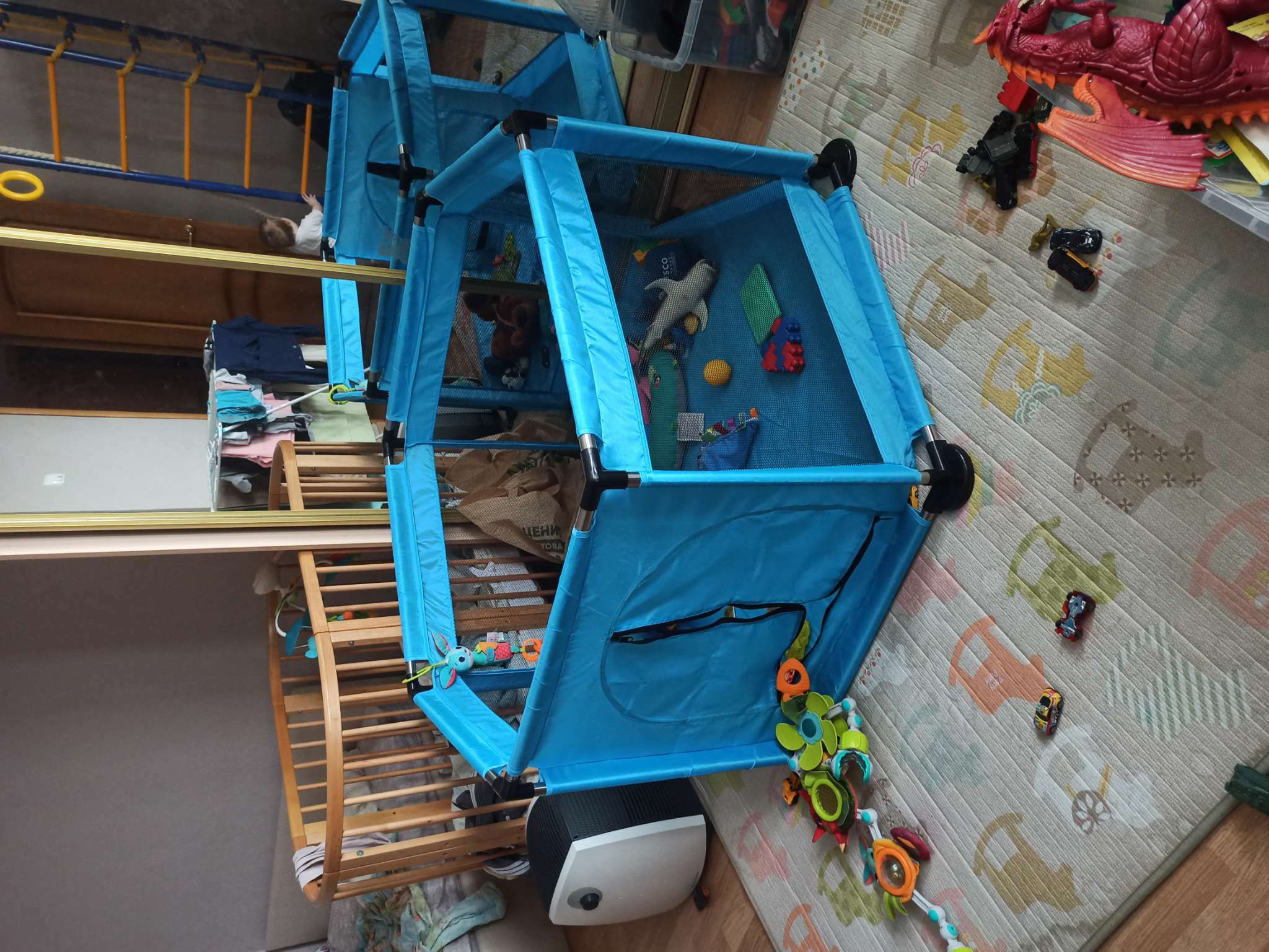 Фотография покупателя товара Манеж детский «Играем вместе» голубого цвета, размер — 130 × 130 × 65 см