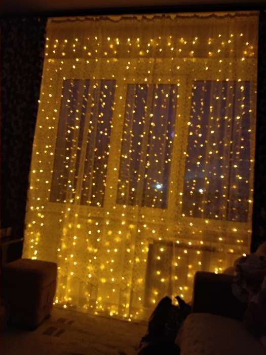 Фотография покупателя товара Гирлянда «Занавес» 2 × 1.5 м, IP20, прозрачная нить, 360 LED, свечение жёлтое, 8 режимов, 220 В - Фото 49