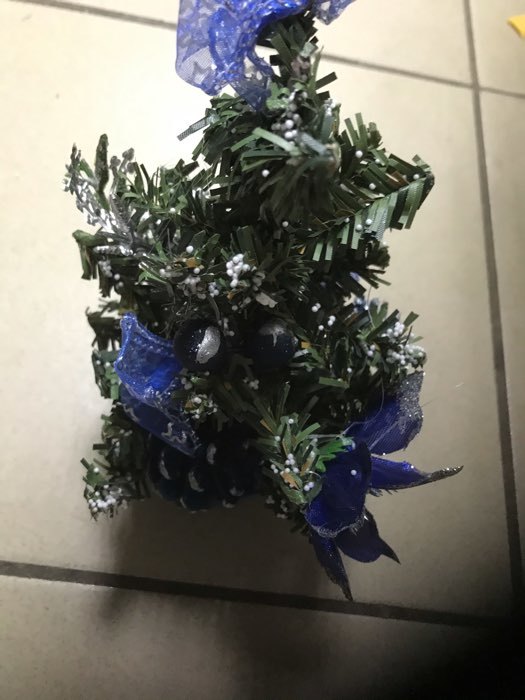 Фотография покупателя товара Ёлка декор синий со снегом 20 см, d нижнего яруса 12 см - Фото 1