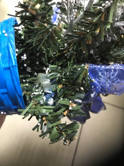 Фотография покупателя товара Ёлка декор синий со снегом 20 см, d нижнего яруса 12 см - Фото 2