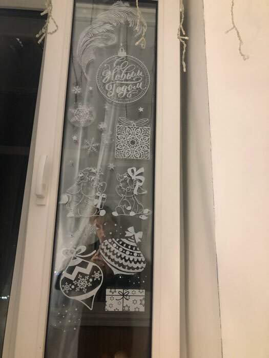 Фотография покупателя товара Наклейка для окон «Зимние узоры», многоразовая, 50 × 70 см