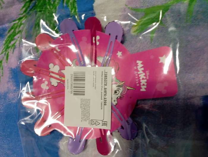 Фотография покупателя товара Набор заколок, 10 шт, розовый "Мышка", Минни Маус - Фото 2