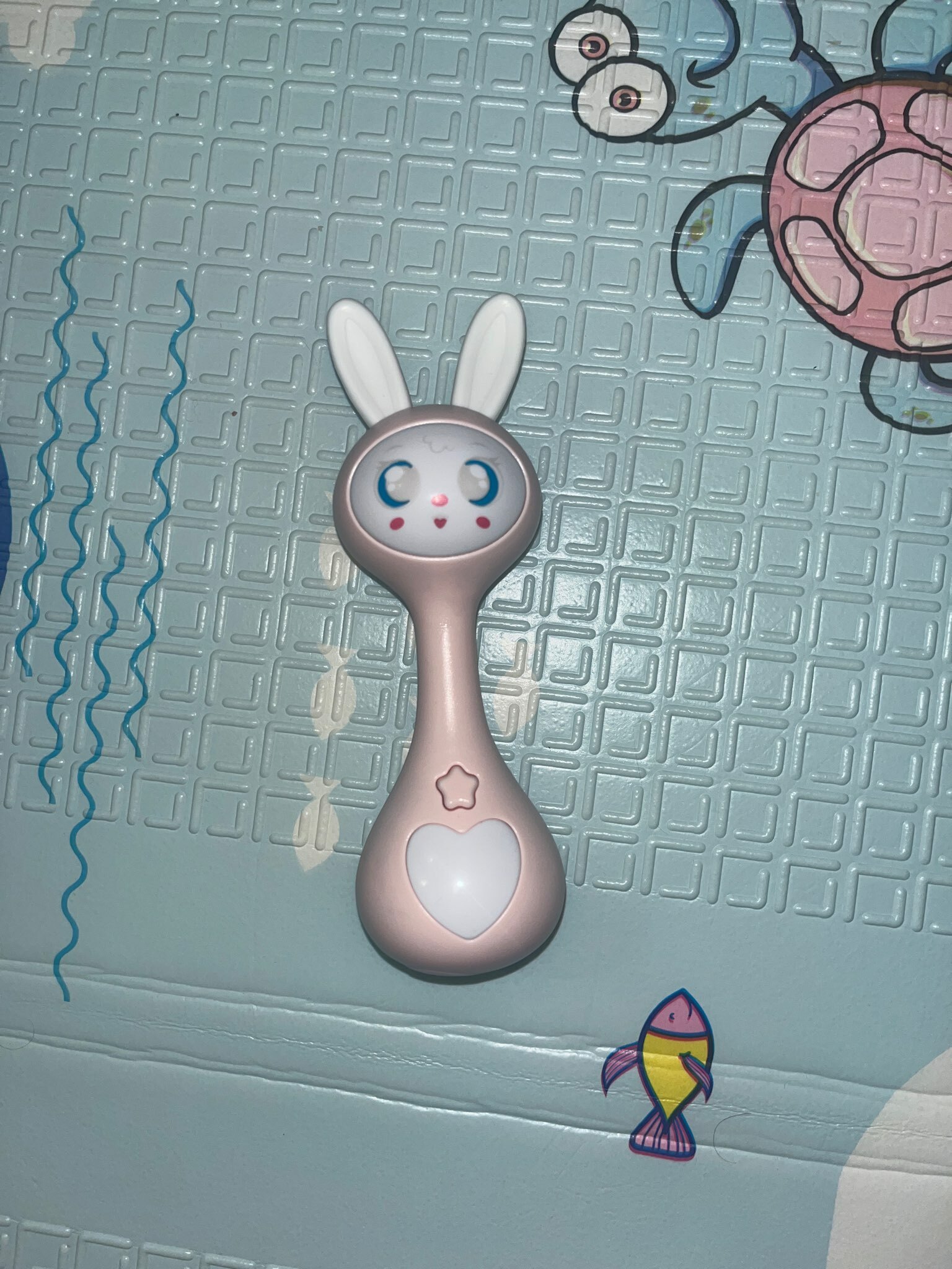 Фотография покупателя товара Музыкальная игрушка «Любимый зайчик», звук, свет, цвет розовый - Фото 3