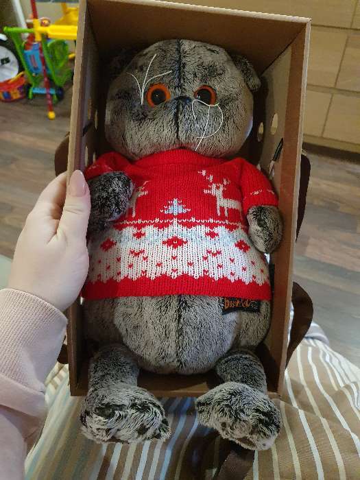 Фотография покупателя товара Мягкая игрушка «Басик», в свитере с оленями, 19 см - Фото 1