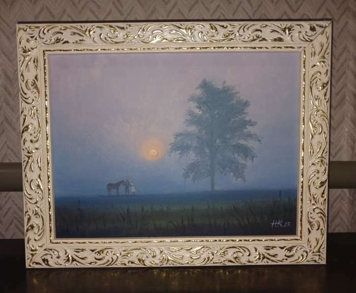 Фотография покупателя товара Рама для картин (зеркал) 30 х 40 х 4 см, дерево "Версаль", бело-золотая - Фото 6