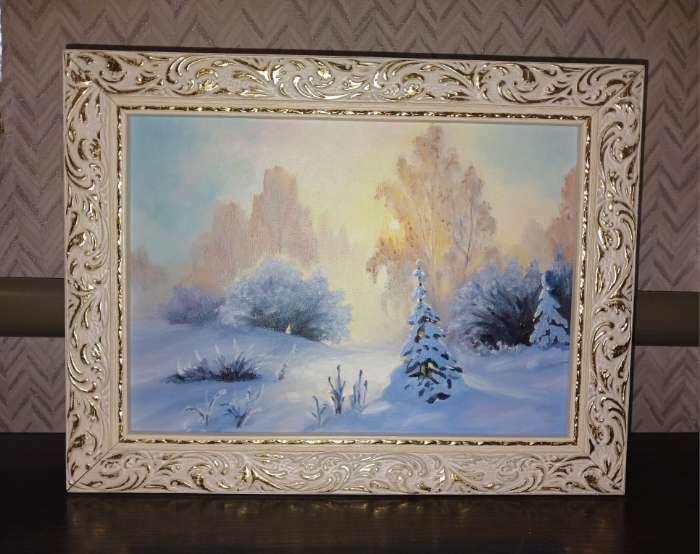 Фотография покупателя товара Рама для картин (зеркал) 30 х 40 х 4 см, дерево "Версаль", бело-золотая - Фото 8
