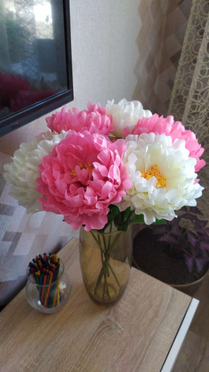Фотография покупателя товара Цветы искусственные "Пион бархатный" 15х55 см, розовый - Фото 14