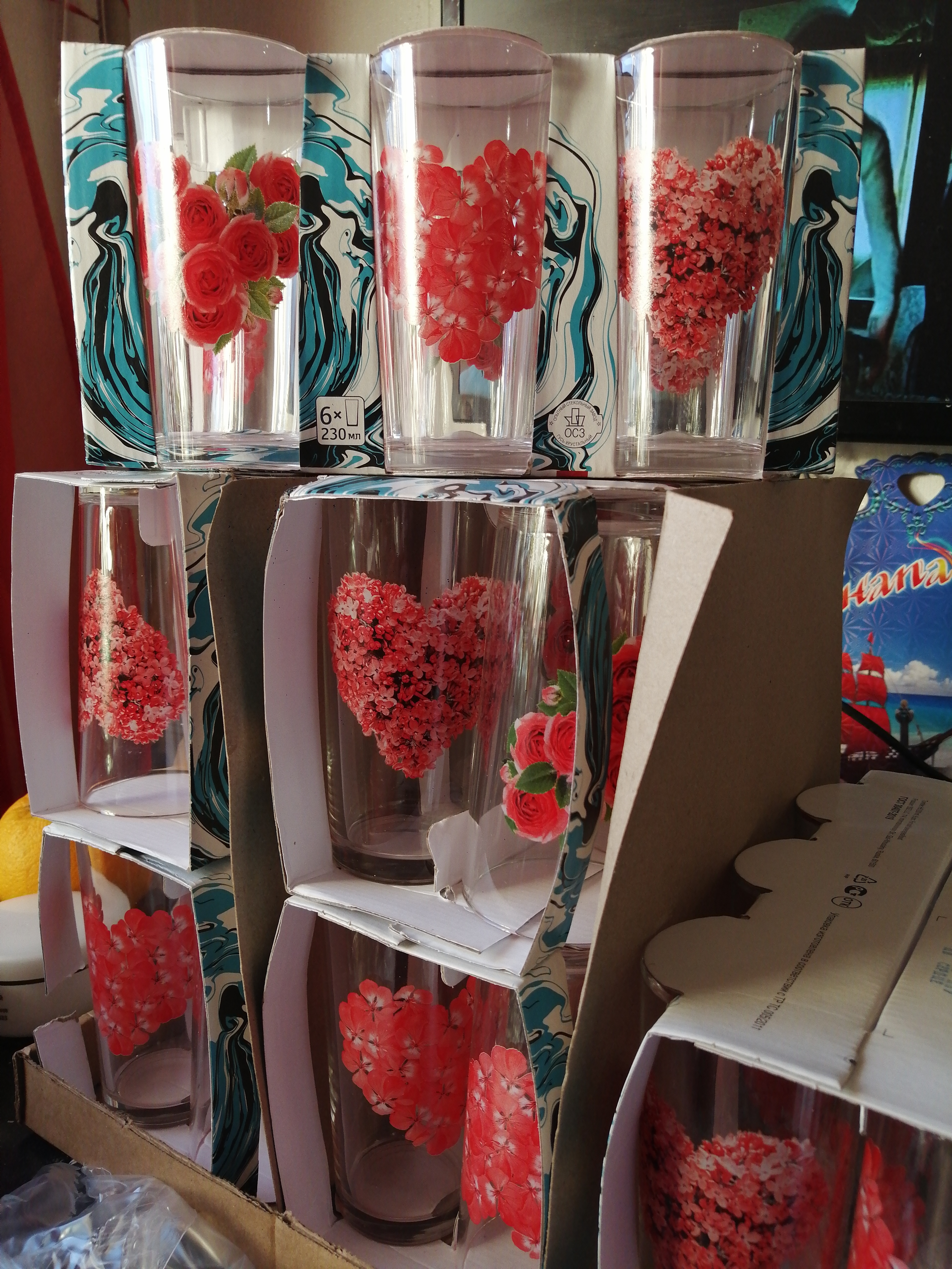 Фотография покупателя товара Набор стеклянных стаканов «Цветочное сердце», 250 мл, 6 шт, рисунок микс - Фото 2