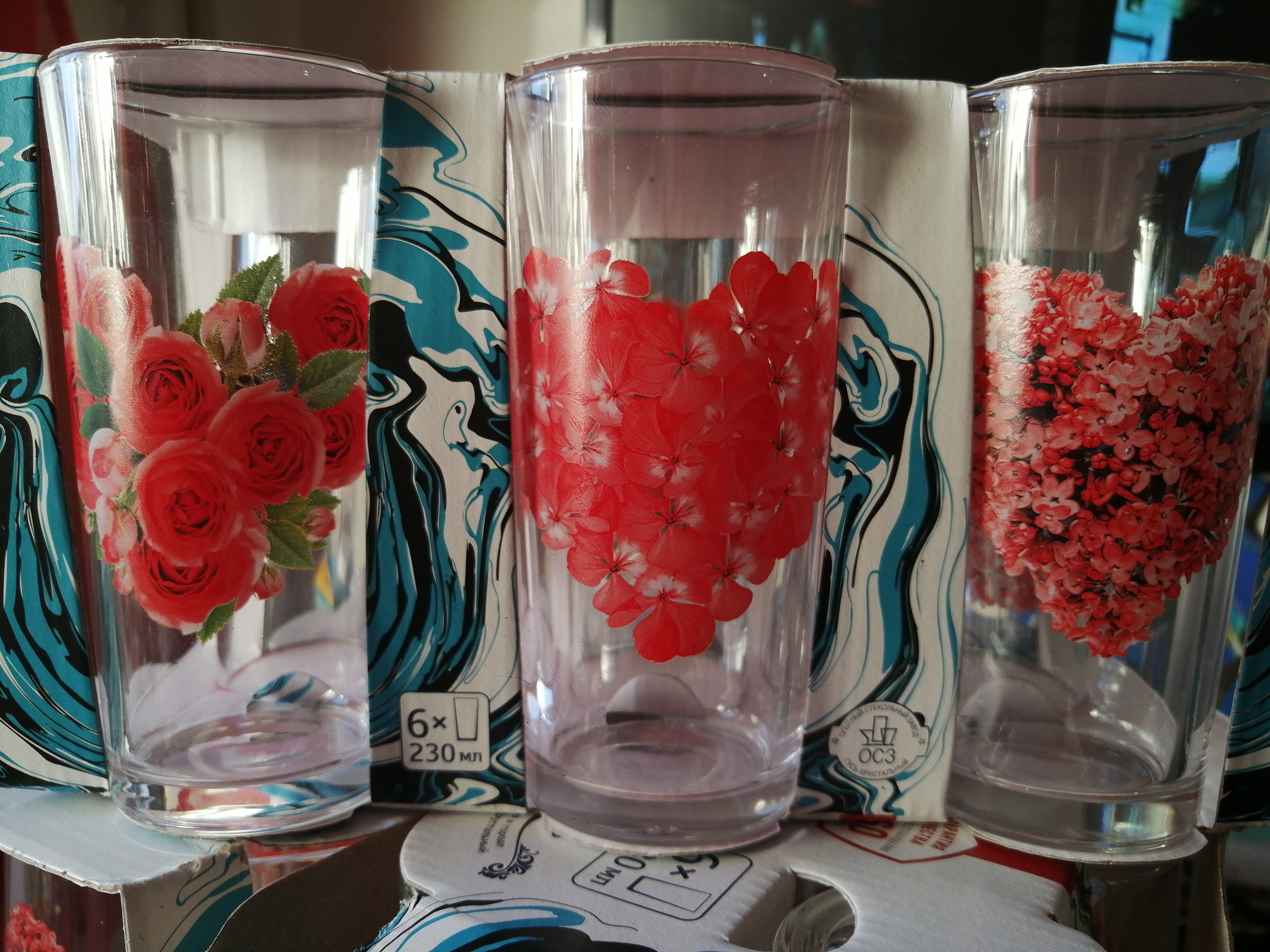 Фотография покупателя товара Набор стеклянных стаканов «Цветочное сердце», 250 мл, 6 шт, рисунок микс - Фото 5