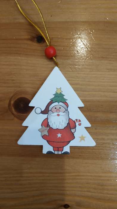 Фотография покупателя товара Подвеска новогодняя деревянная «Ёлка и Дед Мороз» 0,5×6,7×7,5 см