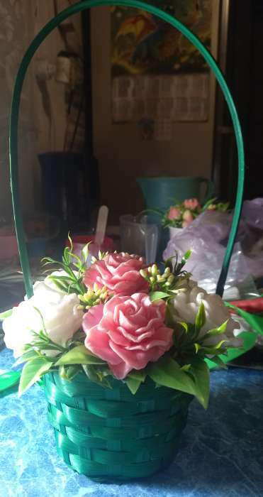 Фотография покупателя товара Корзина плетёная для хранения, 13×13×9.5 см, ручка h=21 см, бамбук, фиолетовая - Фото 11