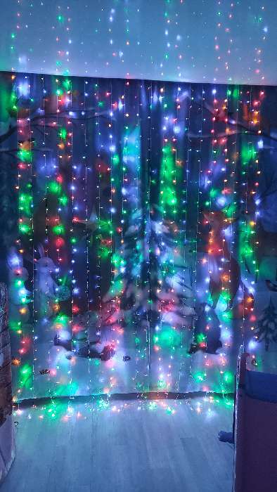 Фотография покупателя товара Гирлянда «Занавес» 2 × 1.5 м, IP20, прозрачная нить, 360 LED, свечение синее, 8 режимов, 220 В - Фото 44