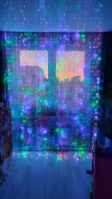 Фотография покупателя товара Гирлянда «Занавес» 2 х 1.5 м, IP20, прозрачная нить, 360 LED, свечение фиолетовое, 8 режимов, 220 В - Фото 45