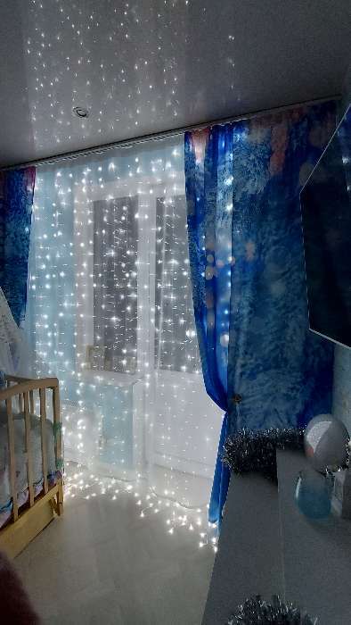 Фотография покупателя товара Гирлянда «Занавес» 2 × 1.5 м, IP20, прозрачная нить, 360 LED, свечение синее, 8 режимов, 220 В - Фото 41