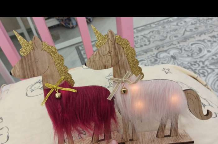 Фотография покупателя товара Декор с подсветкой «Единорог с колокольчиком» 21.5×5×23 см, розовый - Фото 2