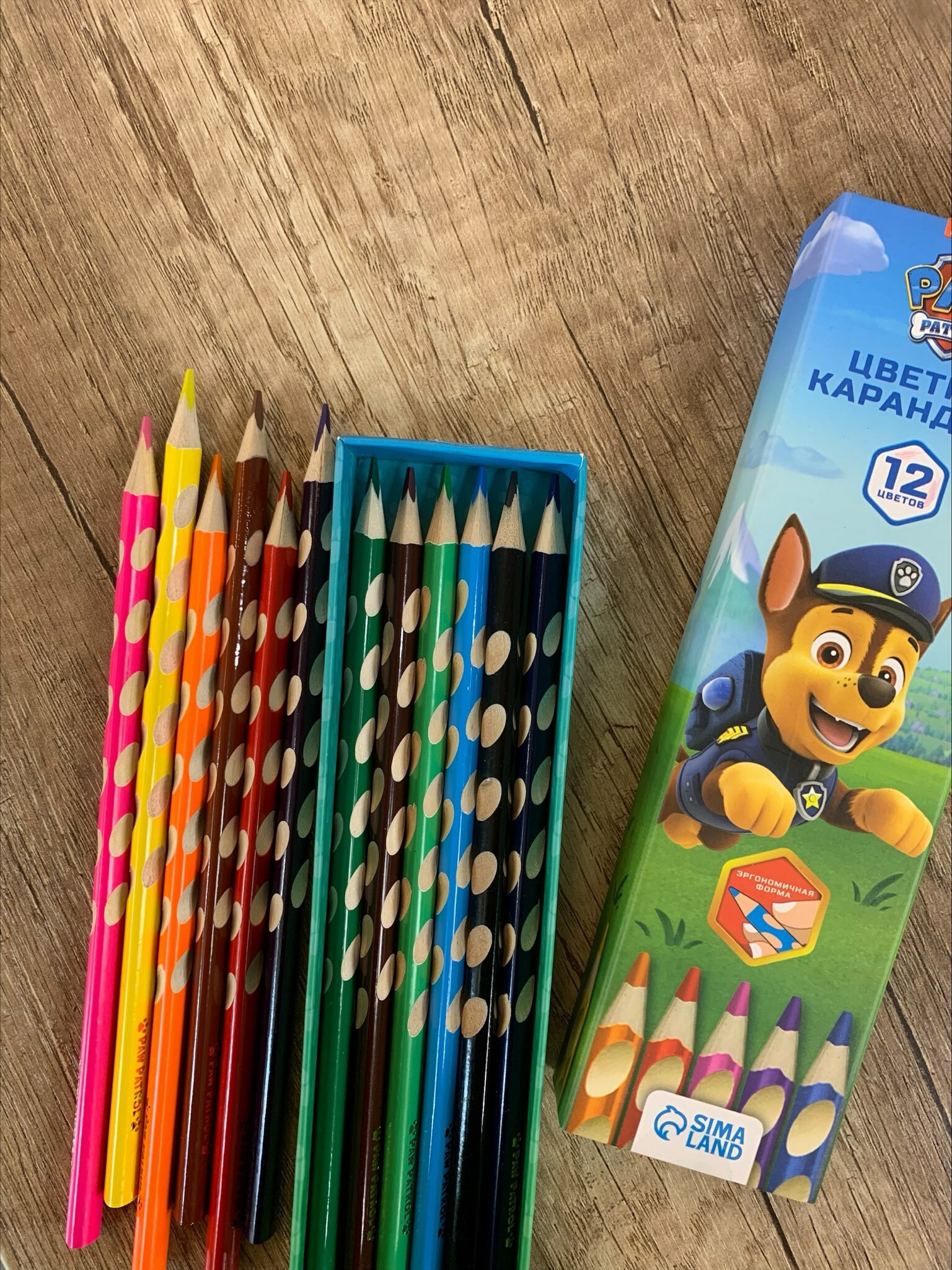 Фотография покупателя товара Цветные карандаши, 12 цветов, трехгранные, «Щенячий патруль» - Фото 1