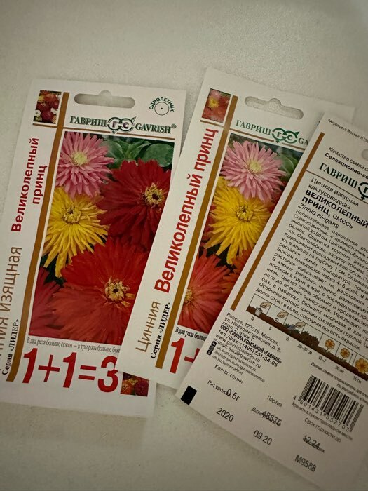 Фотография покупателя товара Семена цветов Цинния 1+1 "Великолепный принц",смесь, 0,5 г - Фото 2
