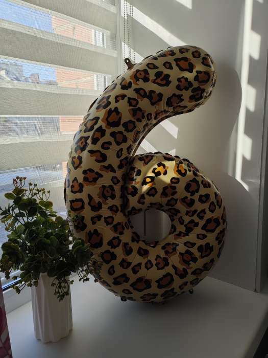 Фотография покупателя товара Шар фольгированный 32" «Цифра 6», цвет леопард