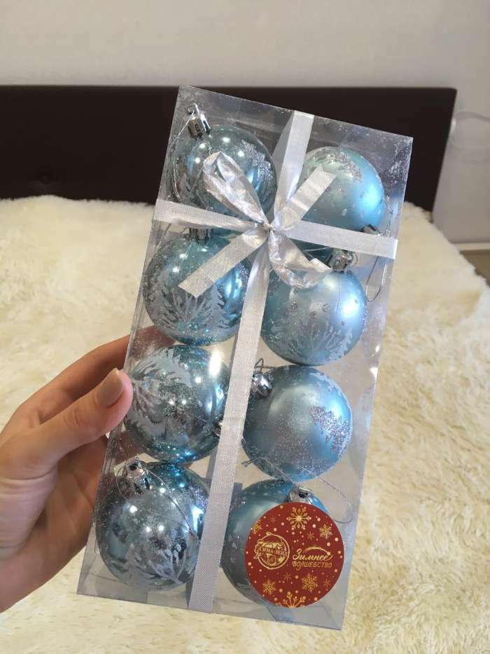 Фотография покупателя товара Ёлочные игрушки «Снежные ёлки», шары новогодние, набор 8 шт., d=6 см, золотистый - Фото 3