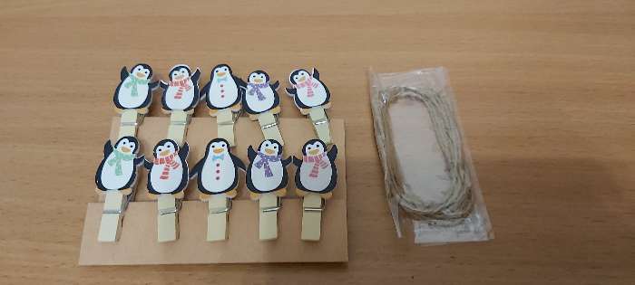 Фотография покупателя товара Набор для фото и декора "Пингвины", в наборе прищепки 10 шт., верёвка — 100 см