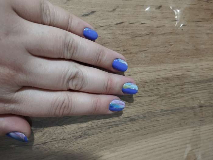 Фотография покупателя товара Наклейки для ногтей «Летний закат», металлизированные, цвет голубой/розовый - Фото 1