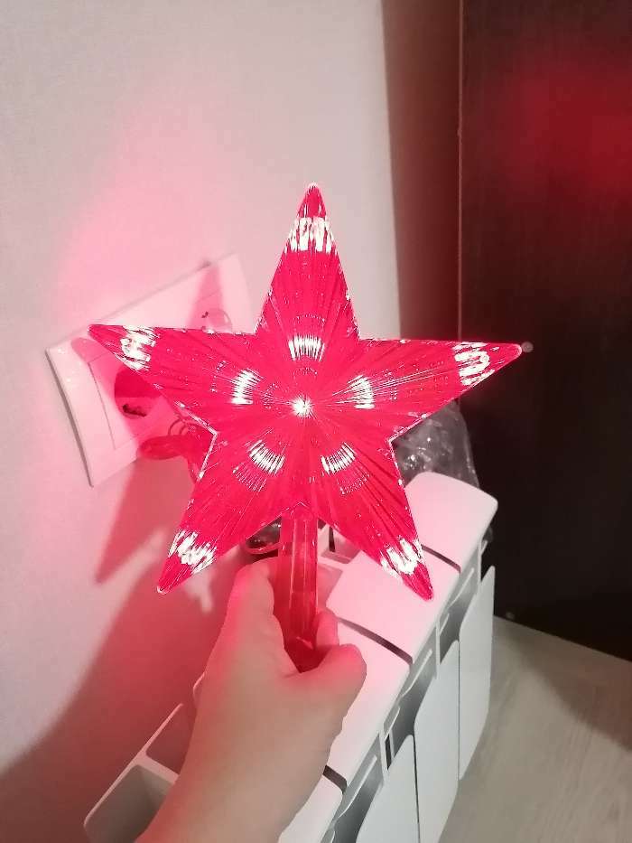 Фотография покупателя товара Светодиодная верхушка на ёлку «Звезда красная» 22 см, 30 LED, провод 2 метра, 220 В, свечение красное - Фото 40