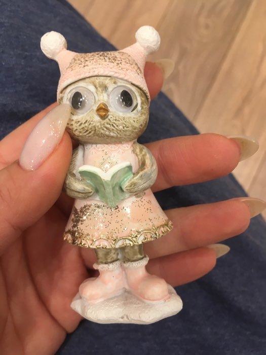 Фотография покупателя товара Сувенир полистоун "Совушка в шапке с ушками, с книжкой" розовый с голубым 10х4х3,7 см - Фото 1