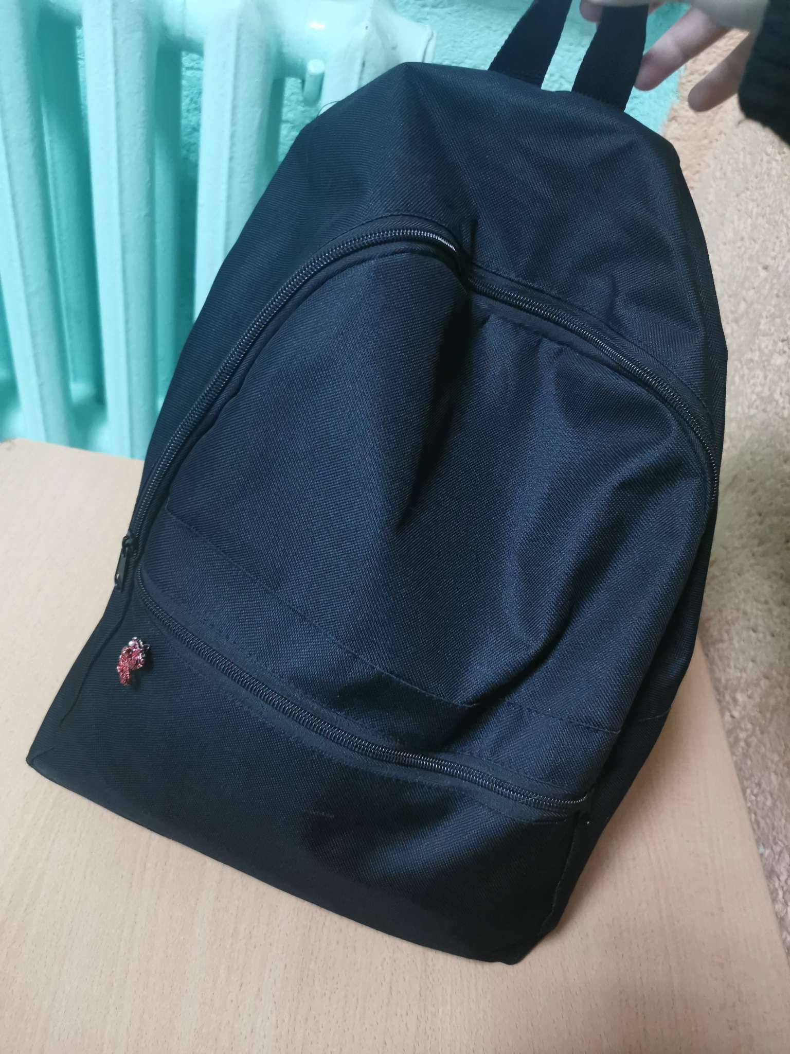 Фотография покупателя товара Рюкзак на молнии молодёжный, наружный карман, цвет чёрный - Фото 1