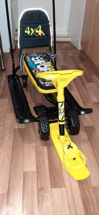 Фотография покупателя товара Снегокат с колёсами «Тимка спорт 6» Winter sport, ТС6/WS, с родительской ручкой, со спинкой и ремнём безопасности, цвет жёлтый/чёрный - Фото 19