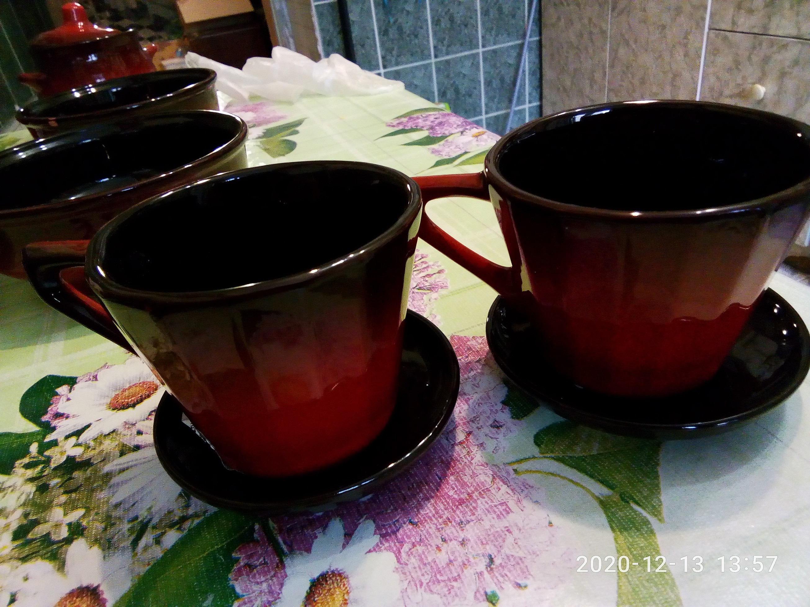 Фотография покупателя товара Чайная пара "Ностальгия №2" 0,2л / 9х7см + блюдце 9см, красный