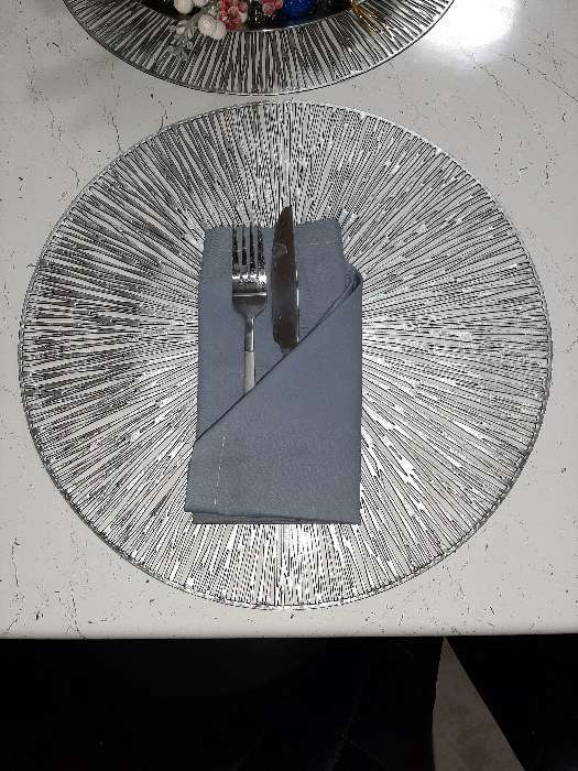 Фотография покупателя товара Набор салфеток сервировочных на стол Доляна «Сияние», d=38 см, 4 шт, цвет серебряный
