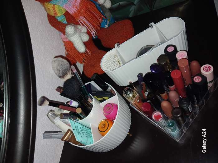 Фотография покупателя товара Органайзер для хранения, с крышкой, 3 секции, 21×8×9 см, цвет белый, розовое-золото - Фото 1