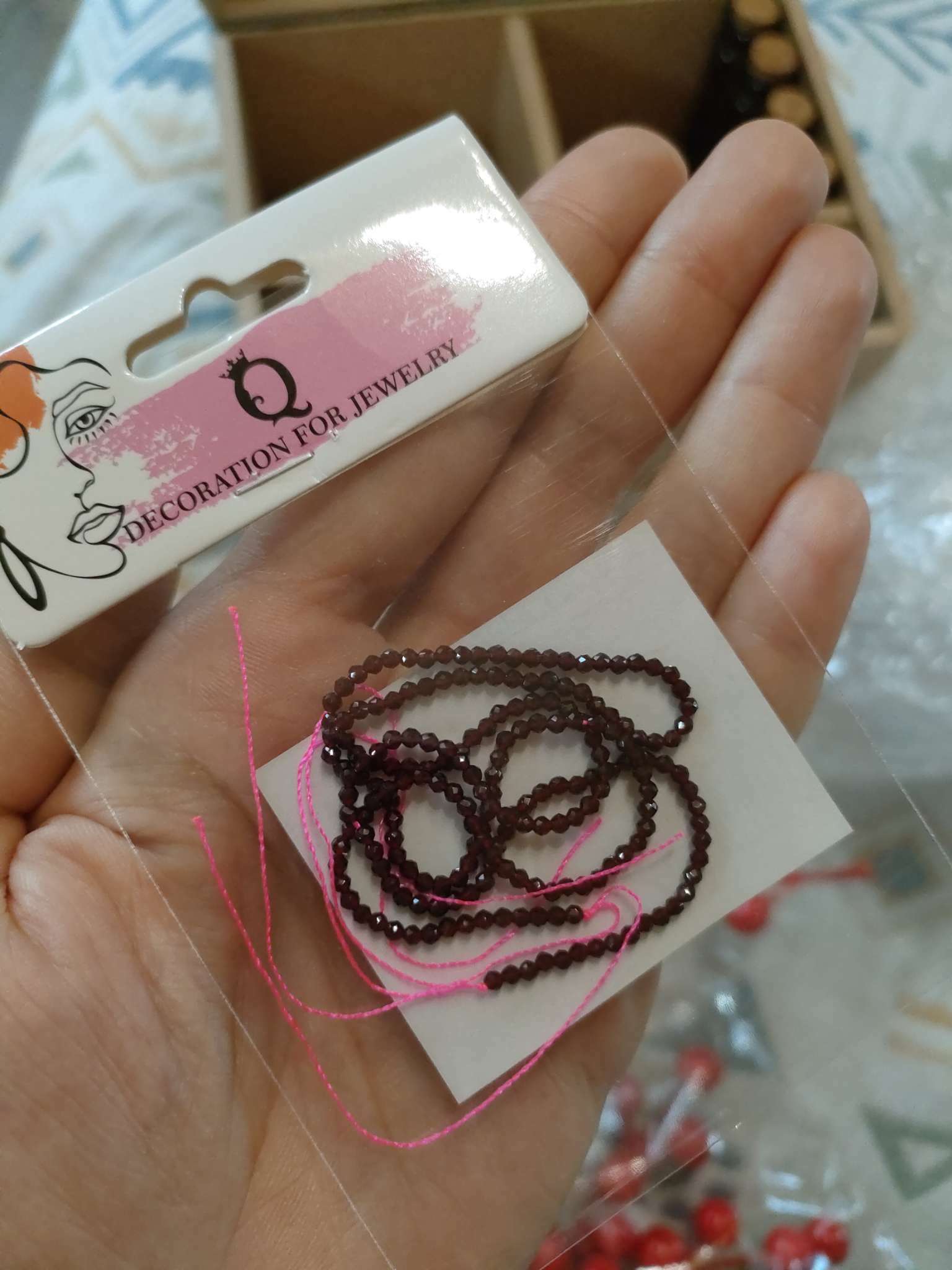 Фотография покупателя товара Бусины на нити шар №2 гранёный «Шпинель» под гранат, 37 см - Фото 1