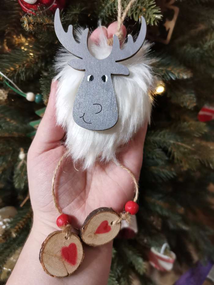 Фотография покупателя товара Подвеска новогодняя «Меховой олень», цвет серый