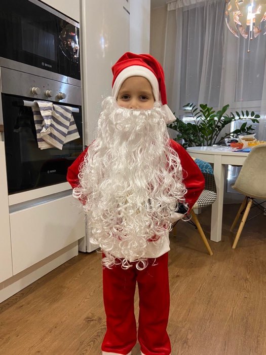 Фотография покупателя товара Детский карнавальный костюм "Санта-Клаус", колпак, куртка, штаны, борода, р-р 30, рост 110-116 см - Фото 1