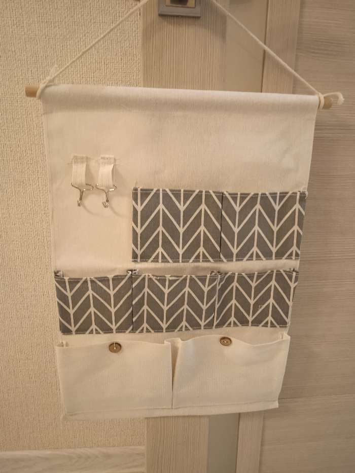 Фотография покупателя товара Органайзер подвесной с карманами «Зигзаг», 7 отделений, 49×35 см, серый - Фото 3