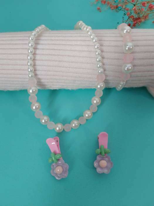 Фотография покупателя товара Набор детский «Выбражулька» 4 предмета: 2 заколки, бусы, браслет, цветочная нежность, цветной - Фото 1