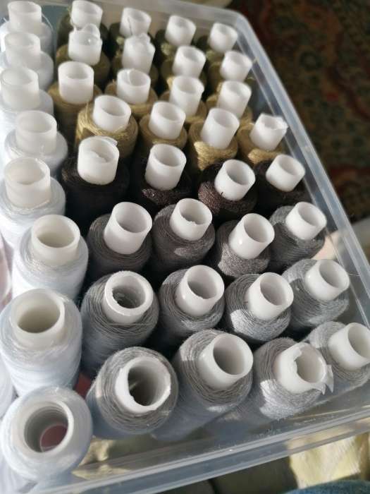 Фотография покупателя товара Нитки, 40/2, 183 м, набор 5 шт., чёрные, серые - Фото 1